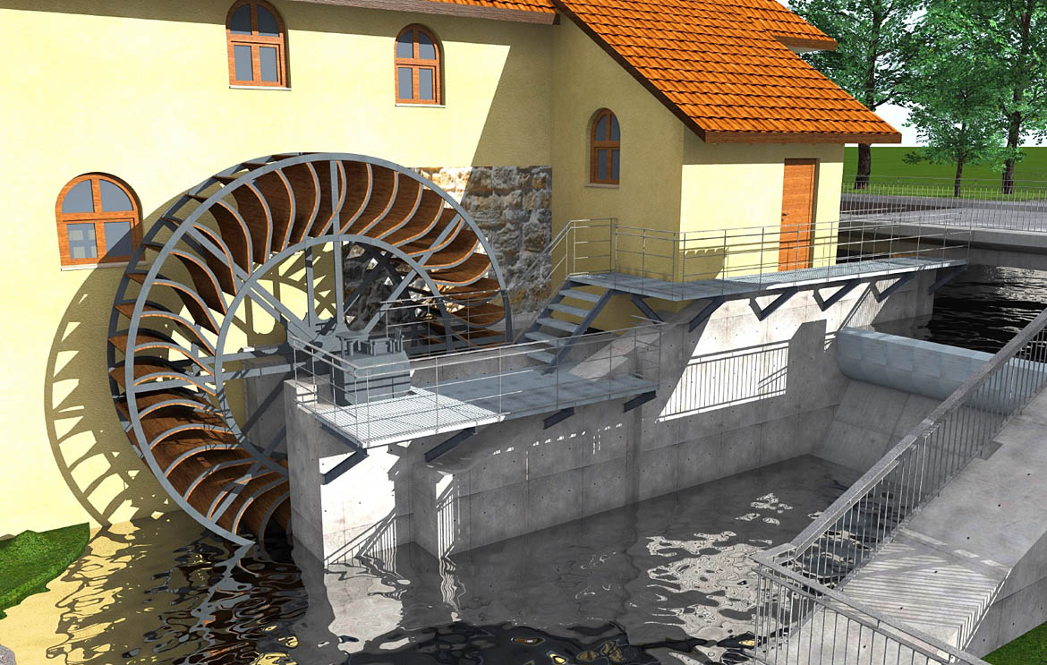 Planung des neuen Wasserrades für die Schlossmühle Velen